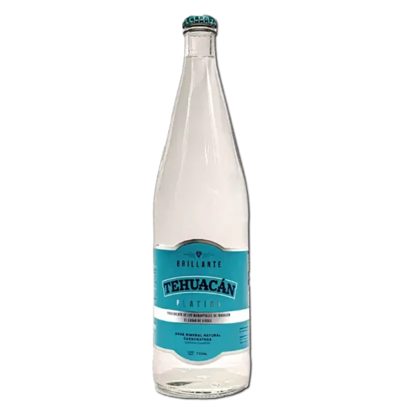 Tehuacan Agua Mineral Platino 710ml de 12 VIDRIO